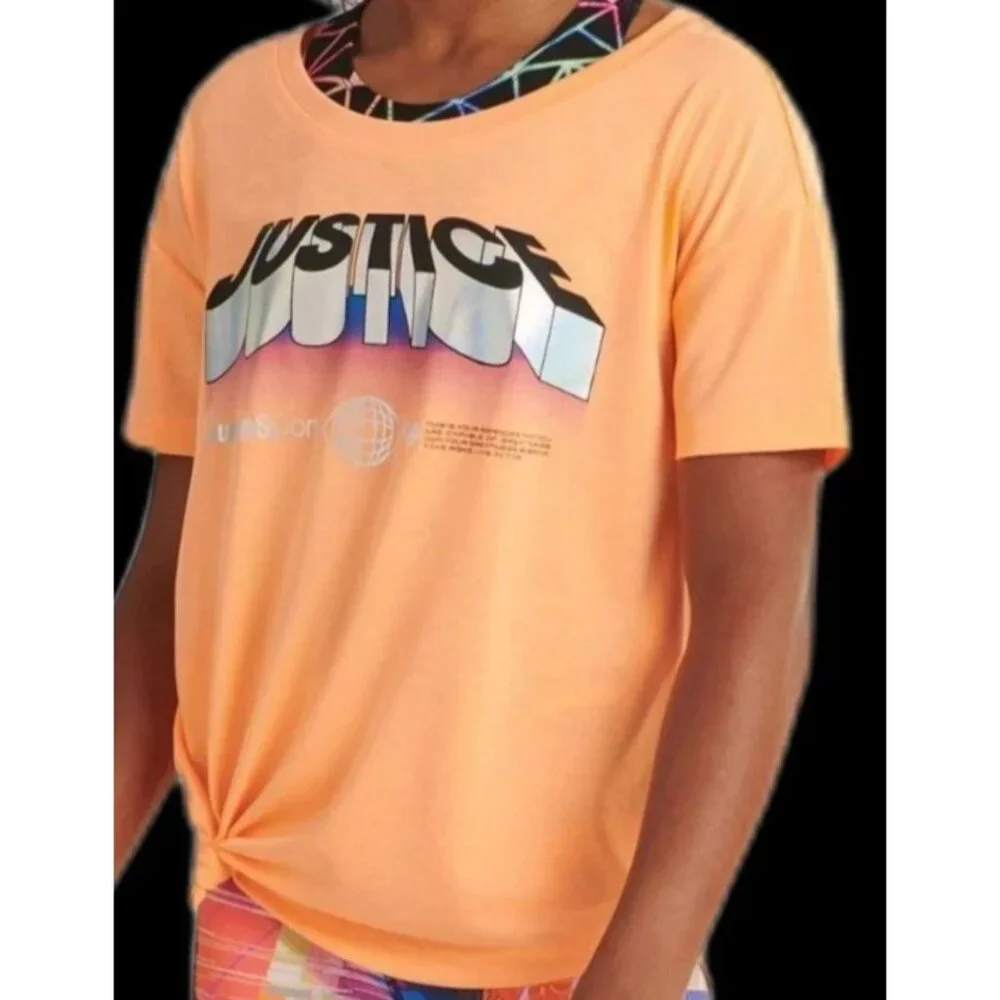 Justice Sport Tie Tee And Removable Bralette 2 Piece Set GIRLS SIZE M 10 NEW